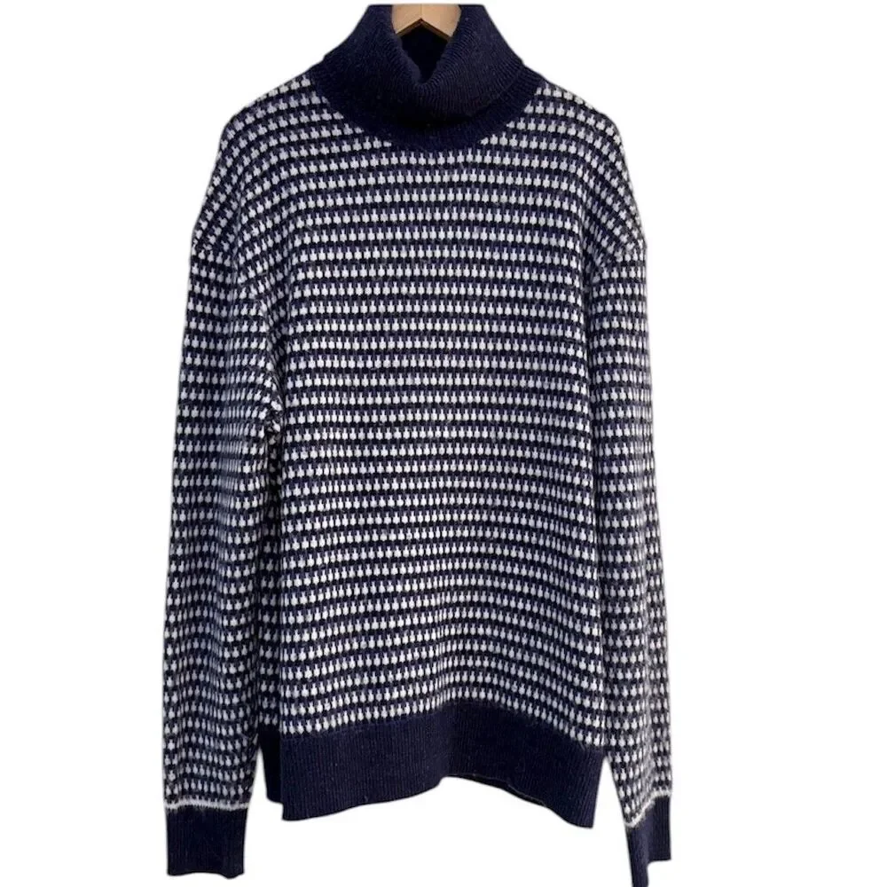 Ted Baker Mens 6 Riber Chunky Roll Neck Wool Blend Sweater Bird Eye Knit XXL